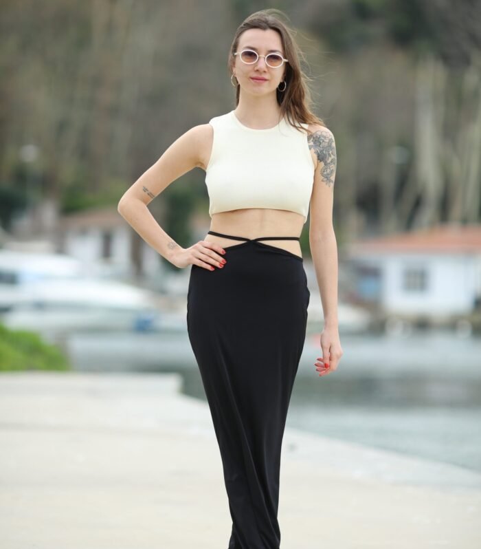 Bel Bağlamalı Maxi Etek